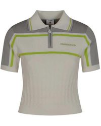 CASABLANCA - Striped Zip-Up Polo Shirt - Lyst