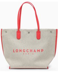 Longchamp - Essential L Shopping Bag Canvas/strawberry - Lyst