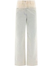 Givenchy - Oversized Denim En Tweed Gemengde Jeans Met 4 G Detail - Lyst