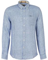 Barbour - Camisa linton azul marino blanco - Lyst