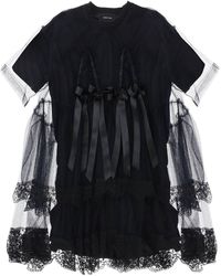 Simone Rocha - Midi Kleid in Netz mit Spitze und Bögen - Lyst