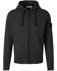 Stone Island - Garment-Dyed Organic Cotton Zip-Up Hoodie With Logo Badge On The Sleeve - Lyst