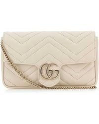 Gucci - Ivory Leather Small Gg Marmont Shoulder Bag - Lyst