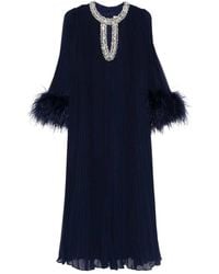Self-Portrait - Chiffon Feather Midi Dress - Lyst