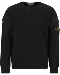 Stone Island - Crew Neck Sweatshirt Met Mouwzakken - Lyst