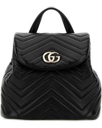 Gucci - Black Leather Mini GG Marmont Backpack - Lyst