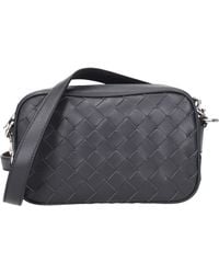 Bottega Veneta - Bolsos de hombro de hombres de cuero gris/pizarra - Lyst