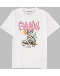 Ganni - Graphic Cotton T-Shirt - Lyst