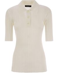 Fabiana Filippi Polo Shirt With Diamond Thread in White