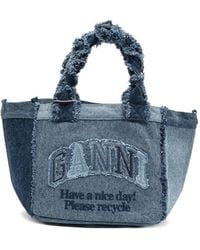 Ganni - Denim Small Tote Bag - Lyst