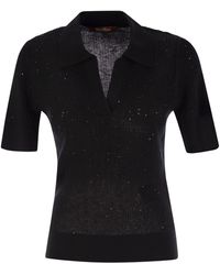 Max Mara - Uberta Wool And Silk Polo Shirt With Sequins - Lyst