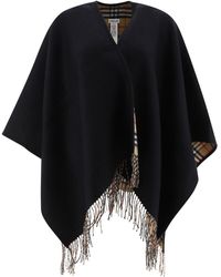 Burberry - Check Wool Reversible Cape - Lyst