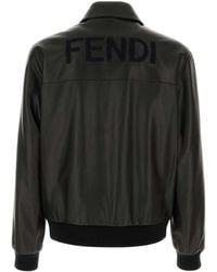 Fendi Monogram Bomber Jacket in Black | Lyst