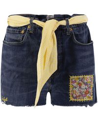 Mc2 Saint Barth - Denim Shorts avec ceinture et patchs - Lyst