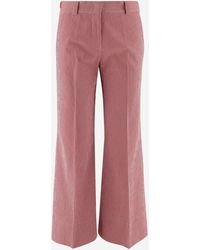 Ql2 - Cotton Blend Pants With Striped Pattern - Lyst