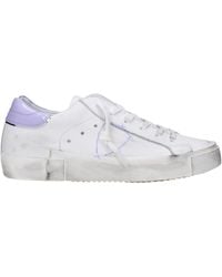 Philippe Model - Sneakers Prsx Donna Pelle Bianco/Lilla - Lyst