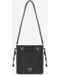 Pinko - Lederen Schoudertas Met Logo - Lyst