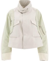 Sacai - "Wool Melton X Nylon Twill" Bomber Jacket - Lyst