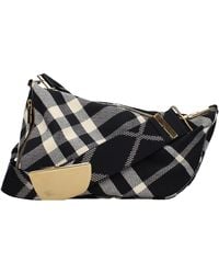 Burberry - Borse A Tracolla Shield Donna Tessuto Nero - Lyst