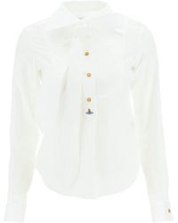 Vivienne Westwood Popeline-Hemd mit Lavallière-Krawatte Weiße Baumwolle