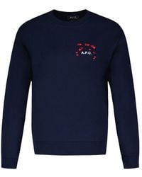A.P.C. - Valentin Sweat Katoenen Blauw - Lyst