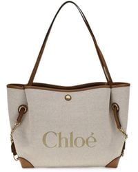 Chloé - Clover Logo-Print Leather-Trim Shoulder Bag - Lyst