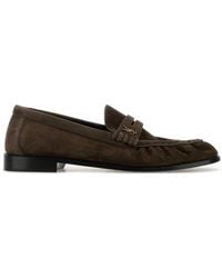 Saint Laurent - Mud Suede Loafers - Lyst