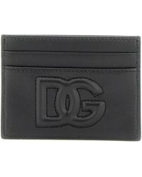Dolce & Gabbana - Porte-cartes noir en cuir de veau à logo dg - Lyst