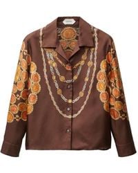 Versace - Camisa Cropped De Sarga De Seda Estampada - Lyst