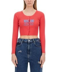 Moschino - Cropped Cardigan With Button-Down Front - Lyst