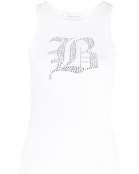 Blumarine - Logo Ribbed Cotton Tank Top - Lyst