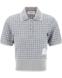 Thom Browne - Prüft Tweed Polo -Hemd - Lyst
