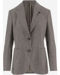 Lardini - Wool And Cotton Checked Jacket - Lyst