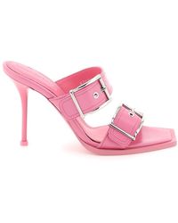 Alexander McQueen - Pink Leather Mules - Lyst