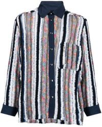 VITELLI - Striped Knit-Panel Shirt - Lyst