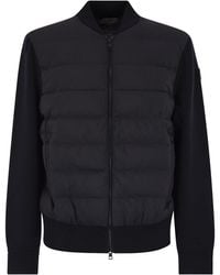 Moncler - Gepolsterte Woll -Strickjacke mit Reißverschluss - Lyst