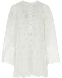 Chloé - Broderie Anglaise Mini Dress - Lyst