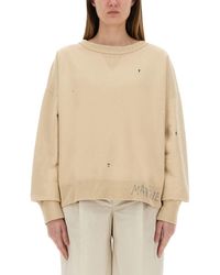 Maison Margiela - Cropped Cotton Sweatshirt With Handwritten Logo - Lyst