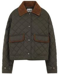 Miu Miu - Quilted Shirt Collar Jacket - Lyst