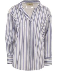 Weekend by Maxmara - Wkdtessile Gestreept Katoenen Overhemd Met Sangallo-kant - Lyst