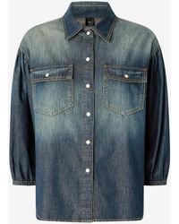 Pinko - Denim Overhemd Met Pofmouwen - Lyst