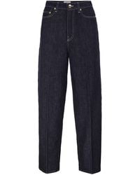 Fabiana Filippi - Wide Leg Stretch Cotton Denim Jeans With Contrast Stitching - Lyst