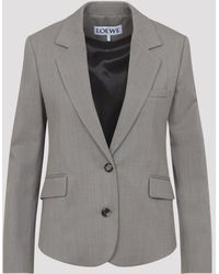 Loewe - Wool Single-Breasted Jacket With Leather Belt Detail - Lyst