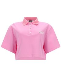 MSGM - Polo Crop Con Logo - Lyst
