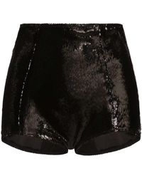 Dolce & Gabbana - High-Waist-Shorts Mit Pailletten - Lyst