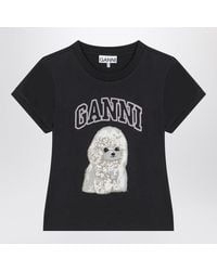 Ganni - Washed T Shirt With Poodle Print - Lyst