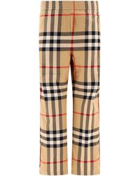 Burberry - Check Cotton Twill Trousers - Lyst