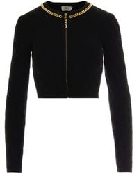 Elisabetta Franchi - Chain-Trim Diamond-Pattern Cardigan - Lyst