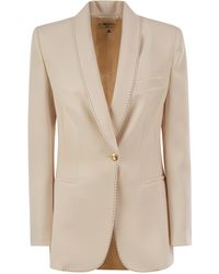 Elisabetta Franchi - Crêpe Jas Met Contrasterende Topstiking - Lyst