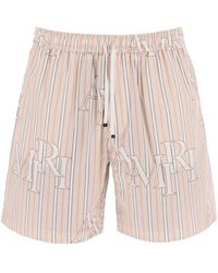 Amiri - Stripe Technische Poplin Bermuda Shorts Met Logo "striped - Lyst